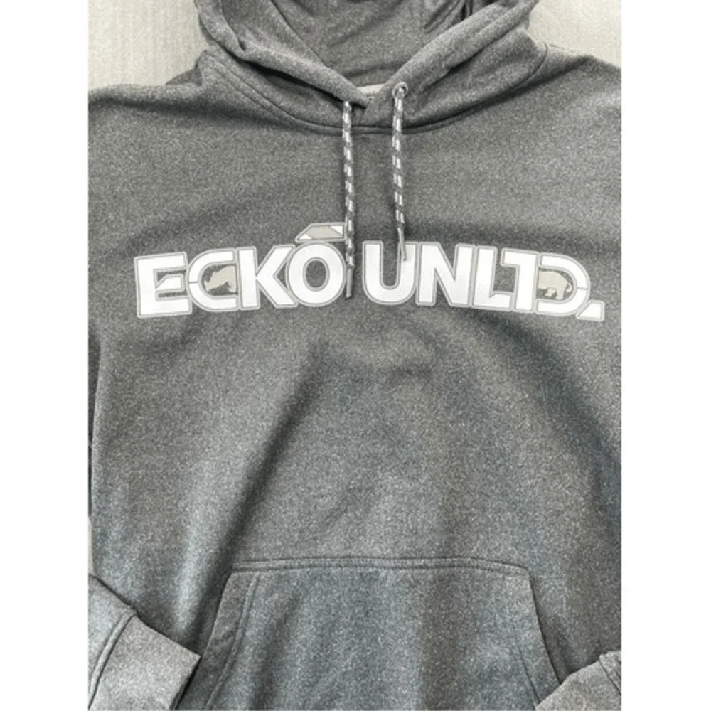 Ecko Unlimited Pullover Hoodie Sweatshirt Mens M Gray Y2K Streetwear Hip Hop - Picture 3 of 9